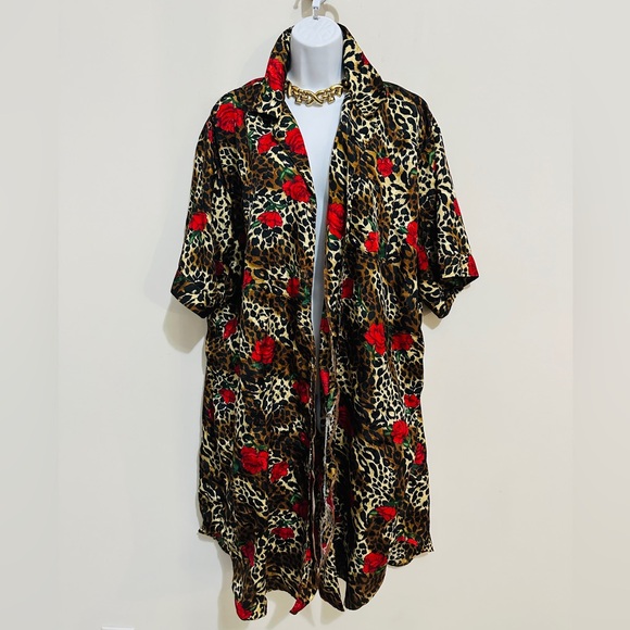 Leopard & Rose Print Pajama Dress Size OSFA - Picture 5 of 5